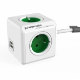 Rallonge multiprise PowerCube Extended USB 1,5 m vert