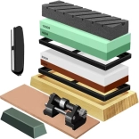 Pierre à eau pour couteaux RUHHY – kit à grains multiples avec sangle en cuir