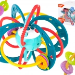 Anneau de dentition sensoriel avec hochet pour bébé – turquoise