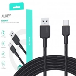 câble aukey usb-a vers usb-c 1 m, tressé, power delivery 60 w