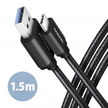 Câble USB-C à USB-A 1,5 m USB 3.2 Gen 1 3A ALU tressé