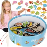Jeu de pêche magnétique en bois, 25 pièces
