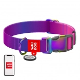 Collier pour chien en nylon avec code QR WAUDOG, 15 mm, 25–35 cm, violet