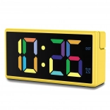 Réveil numérique Hama Ibiza jaune avec écran LED multicolore et charge USB