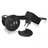 station de charge de bureau IB-HUB1407, 2× USB‑A et 1× USB‑C pour trou de 60 mm