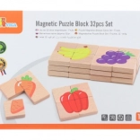Puzzle magnétique en bois avec des fruits