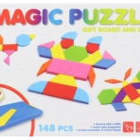 Tangrams magnétiques en mousse dans une boîte en plastique