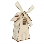 Tirelire en bois en forme de moulin avec lumière