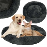 panier rond en peluche pour chiens et chats 100 cm, gris foncé