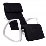 Fauteuil à bascule avec repose-pieds réglable de ModernHome en blanc et noir