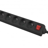 Rallonge 1,5 m noire avec 5 prises et interrupteur