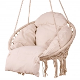 Fauteuil suspendu Lulilo type nid de cigogne avec coussin, écru, 80 cm, 150 kg
