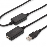 Câble d’extension USB 2.0 actif, USB‑A mâle vers USB‑A femelle, 20 m, noir