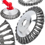 Brosse métallique pour débroussailleuse 200 mm pour enlever les mauvaises herbes et la mousse