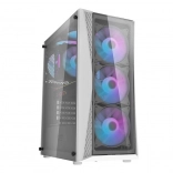 Boîtier PC DARKFLASH avec verre trempé, blanc, 4× ventilateurs ARGB