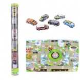 Set de petites voitures en métal avec tapis de jeu