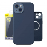 Coque magnétique et ensemble de verre trempé pour iPhone 14 Plus - Baseus Liquid Silica bleu