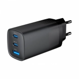 Chargeur USB noir 65 W GaN avec 1x USB-A et 2x USB-C