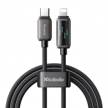 Câble de charge Mcdodo avec connecteurs USB‑C et Lightning et écran LED