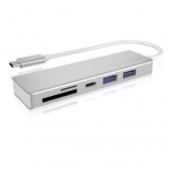 Hub USB‑C ICY BOX avec 3 ports USB et lecteur de cartes