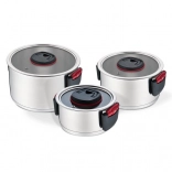 Set de casseroles en acier inoxydable à poignées pliantes Maestro