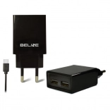 Chargeur secteur BELINE 2× USB + USB‑C 2 A noir
