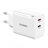 Chargeur secteur GaN Choetech 65 W, 2× USB‑C (blanc)