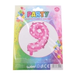 Ballon gonflable numéro 9 rose avec petits cœurs