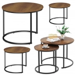 Ensemble de 3 tables basses rondes 3-en-1 en bois naturel