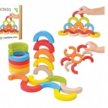 Mosaïque d’équilibre en bois arcs-en-ciel 24 pièces