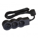 Multiprise extra plate 3× 2P+T, 1,5 m, 16 A, 3680 W – noir-gris