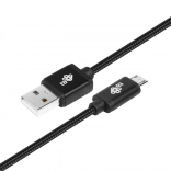 Câble USB–micro USB 1,5 m avec gaine textile noire