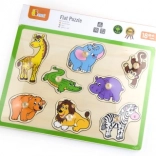 Puzzle à encastrer en bois avec animaux de la savane avec poignées 30 × 22,5 cm VIGA