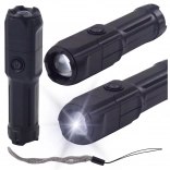 Lampe torche LED avec zoom, 3 modes, recharge USB, noire