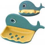 Porte-savon mural en forme de baleine avec écoulement