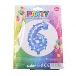 Ballon gonflable bleu en forme de chiffre 6 avec des étoiles 78 × 50 cm