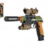 Pistolet en plastique avec lumière et son, à piles, avec accessoires