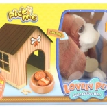 Chien en peluche avec niche et accessoires