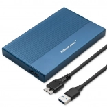 Boîtier en aluminium pour SSD/HDD 2,5" SATA avec USB 3.0, 5 Gb/s, 2 To – bleu