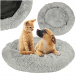 Panier rond en peluche pour chien et chat 100 cm – gris clair