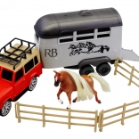 Royal Breeds - Cheval 10 cm avec voiture et remorque 35 cm