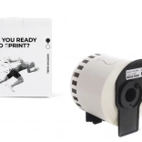 Ruban continu pour imprimantes Brother impression noire sur fond blanc 62 mm x 30,48 m