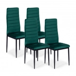Chaises de salle à manger avec revêtement en velours vert - lot de 4 pièces