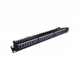 Panneau de brassage 19'' 24x RJ45 cat.6, noir