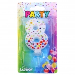 Bougie de fête numéro 8 à pois