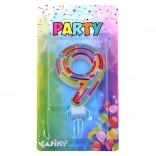 Bougie de fête pour gâteau chiffre 9 – rayures