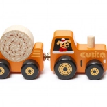 Cubika tracteur avec remorque – puzzle magnétique en bois, 3 pièces