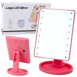 Miroir cosmétique avec éclairage LED et support réglable rose