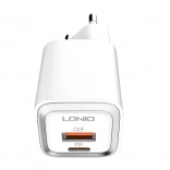 Chargeur rapide LDNIO 20W avec USB‑C et USB + câble USB‑C – Lightning (MFi)