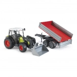 Bruder tracteur CLAAS Nectis 267F avec chargeur frontal et remorque basculante